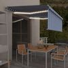 vidaXL Auvent automatique store capteur de vent LED 4x3m Bleu et blanc
