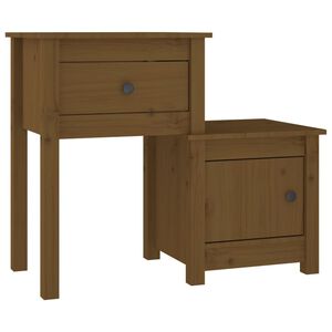 vidaXL Table de chevet Marron miel 79,5x38x65,5 cm Bois de pin massif