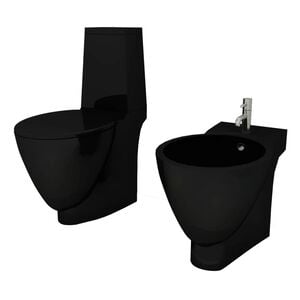vidaXL Ensemble de toilette et bidet C&eacute;ramique Noir