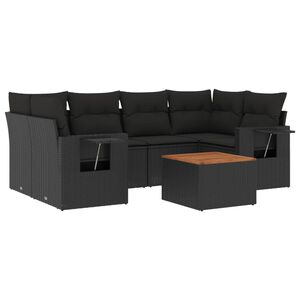 vidaXL Salon de jardin 7 pcs avec coussins noir r&eacute;sine tress&eacute;e