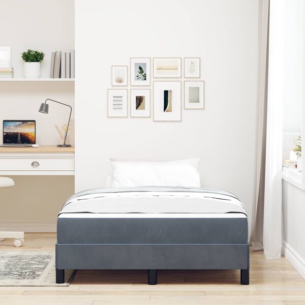 vidaXL Lit &agrave; ressorts avec matelas Gris fonc&eacute; 120 x 190 cm tissu
