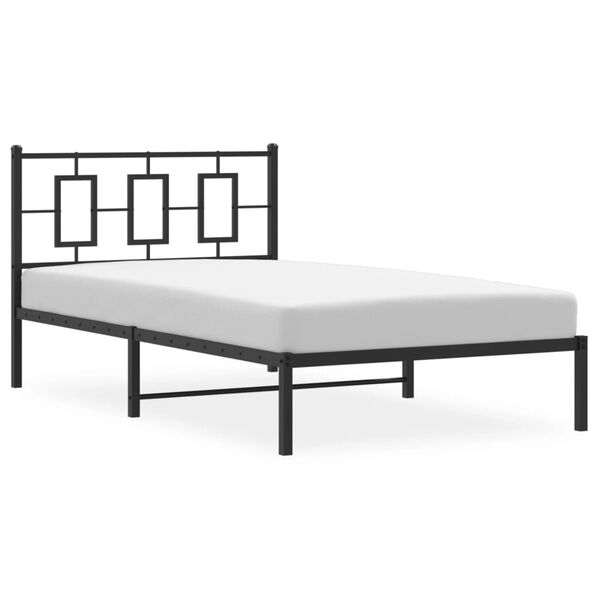 vidaXL Cadre de lit m&eacute;tal sans matelas avec t&ecirc;te de lit noir 107x203cm
