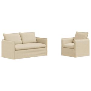 vidaXL Ensemble de Canap&eacute;s 2 pc Cr&egrave;me Tissu