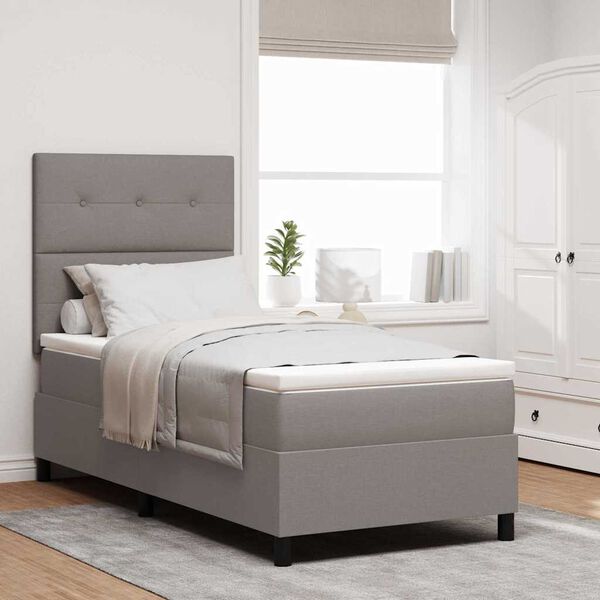 vidaXL Lit &agrave; ressorts avec matelas Taupe 80 x 200 cm tissu