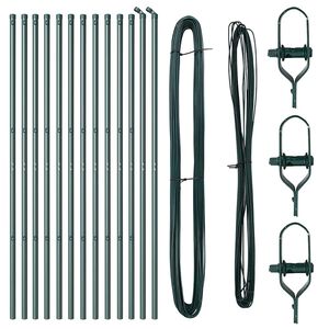 vidaXL Poteaux de clôture 13 pcs Vert Ø32mm 170 cm Acier galvanisé
