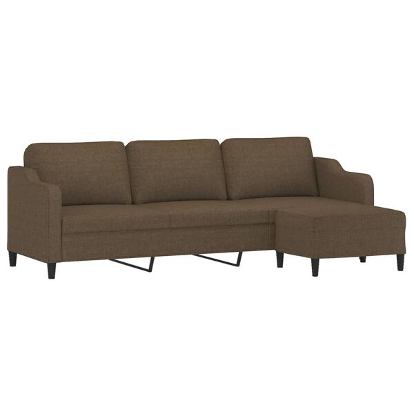 vidaXL Canap&eacute; &agrave; 3 places avec repose-pieds Marron 210 cm Tissu