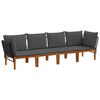 vidaXL 4 pc Bois d'acacia massif et corde Naturel