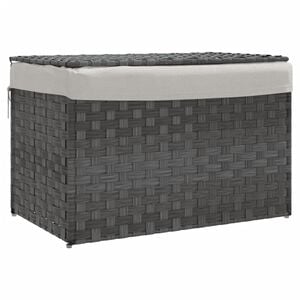 vidaXL Panier &agrave; linge avec couvercle gris 55,5x35x34 cm r&eacute;sine tress&eacute;e