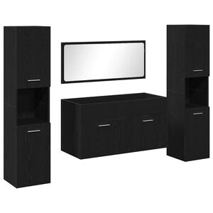 vidaXL Ensemble de mobilier de salle de bain 4 pcs Ch&ecirc;ne noir
