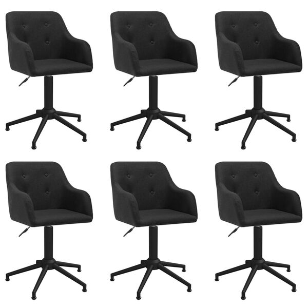 vidaXL Chaises pivotantes &agrave; manger lot de 6 noir tissu