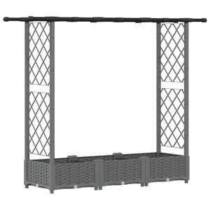 vidaXL Lit &Eacute;lev&eacute; avec Treillis et Toit Gris clair 164 x 40 x 123 cm PP