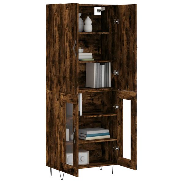 vidaXL Buffet haut Ch&ecirc;ne fum&eacute; 69,5x34x180 cm Bois d'ing&eacute;nierie