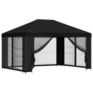 vidaXL Gazebo avec murs lat&eacute;raux 4 &times; 3 m Noir Polyester et Acier