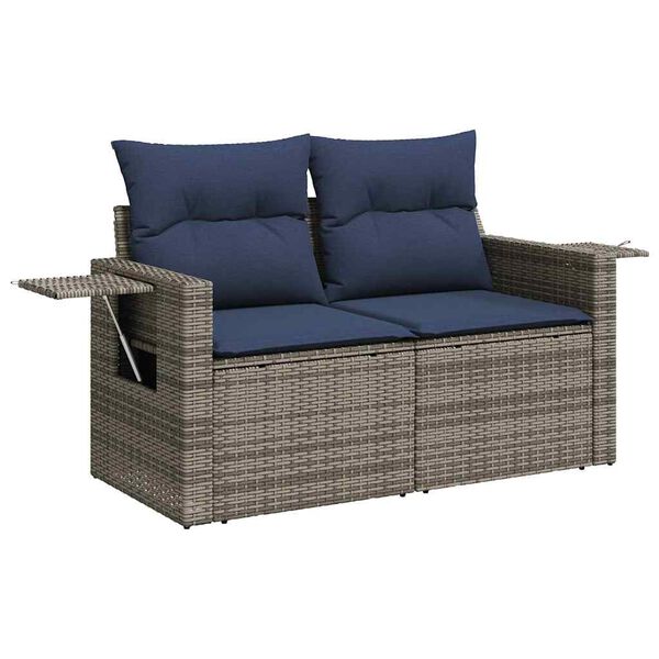 vidaXL Salon de jardin 5 pcs avec coussins gris r&eacute;sine tress&eacute;e