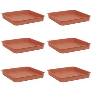 vidaXL Plateau carr&eacute; &agrave; fleurs 6 pc Rouge brique 15 x 15 x 2 cm
