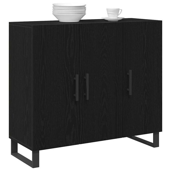 vidaXL Buffet Chêne noir 90 x 34 x 80 cm Bois d'ingénierie
