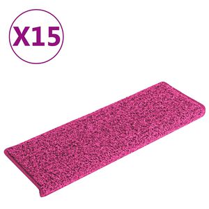 vidaXL Tapis d'escalier 15 pi&egrave;ces 65 x 21 x 4 cm Rose Bord rectangulaire