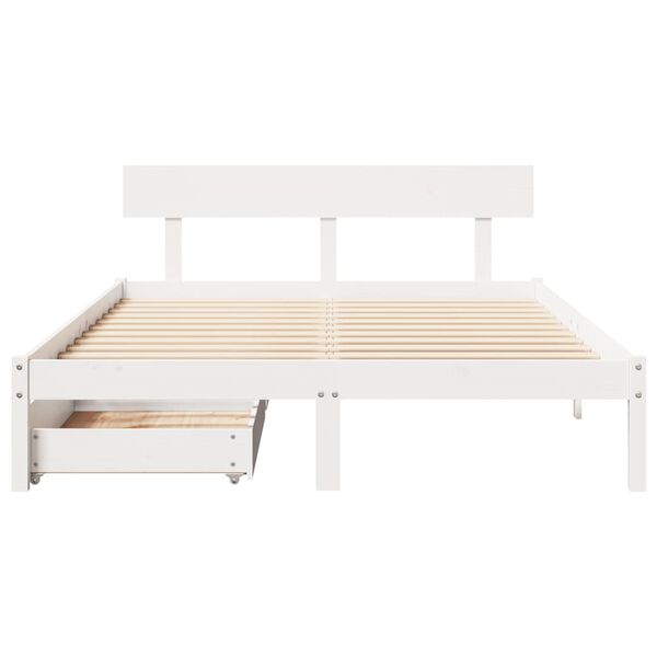 vidaXL Cadre de lit sans matelas blanc 135x190 cm bois de pin massif