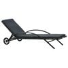 vidaXL Bain de soleil avec coussin et roulettes en r&eacute;sine tress&eacute;e anthracite