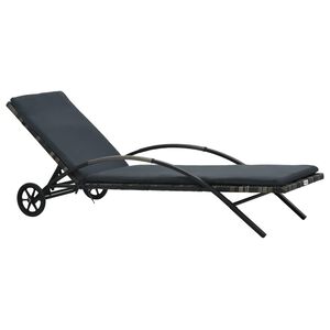 vidaXL Bain de soleil avec coussin et roulettes en r&eacute;sine tress&eacute;e anthracite