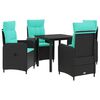 vidaXL Ensemble de salle &agrave; manger pour jardin 5 pc Noir et turquoise