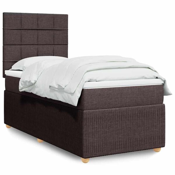 vidaXL Sommier à lattes de lit avec matelas Marron foncé 90x200 cm