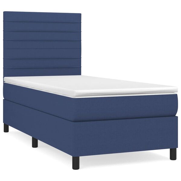 vidaXL Sommier &agrave; lattes de lit avec matelas Bleu 90x190 cm Tissu