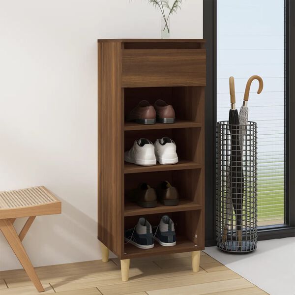vidaXL Armoire &agrave; chaussures Ch&ecirc;ne marron 40x36x105cm Bois d'ing&eacute;nierie