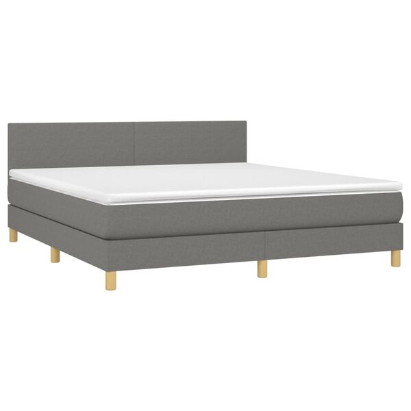 vidaXL Sommier &agrave; lattes de lit avec matelas Gris fonc&eacute; 180x200cm Tissu