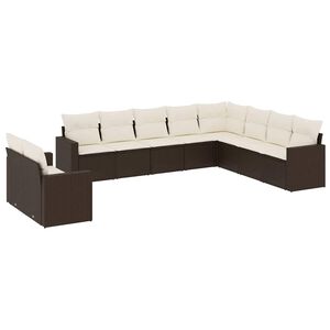 vidaXL Salon de jardin 10 pcs avec coussins marron r&eacute;sine tress&eacute;e