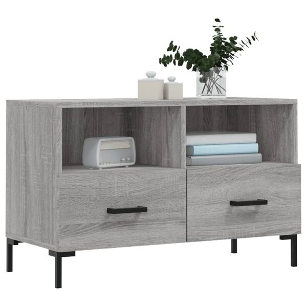 vidaXL Meuble TV Sonoma gris 80x36x50 cm Bois d'ing&eacute;nierie