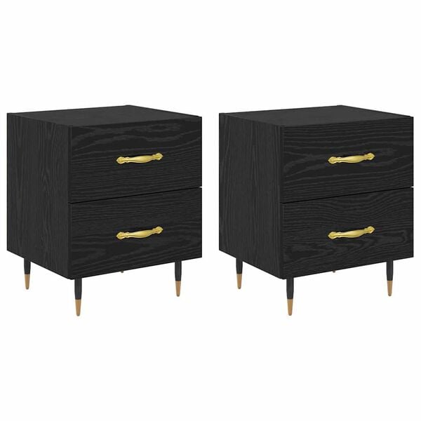 vidaXL Cabinet de chevet 2 pcs Ch&ecirc;ne noir 40 x 35 x 47,5 cm