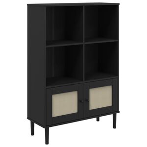vidaXL Biblioth&egrave;que SENJA aspect de rotin noir bois massif de pin