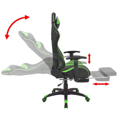 vidaXL Chaise de bureau inclinable avec repose-pied Vert