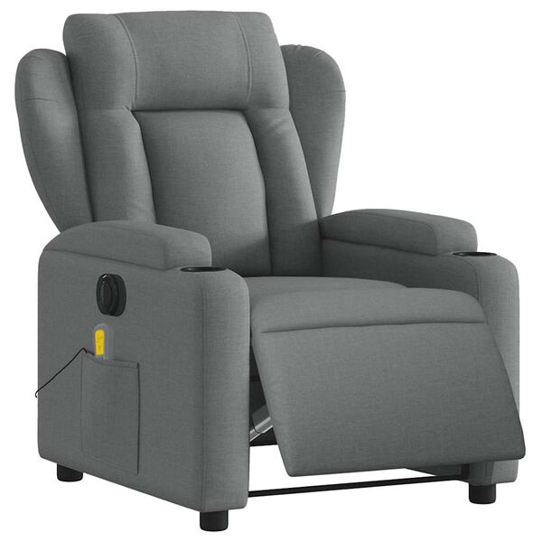 vidaXL Fauteuil inclinable de massage électrique gris foncé tissu