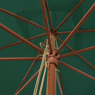 vidaXL Parasol de jardin avec mât en bois vert 300x300x273 cm