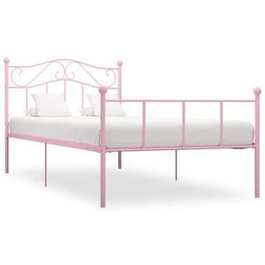 vidaXL Cadre de lit sans matelas rose m&eacute;tal 90x200 cm