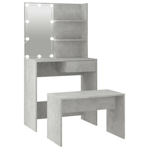vidaXL Ensemble de coiffeuse avec LED Gris b&eacute;ton Bois d'ing&eacute;nierie