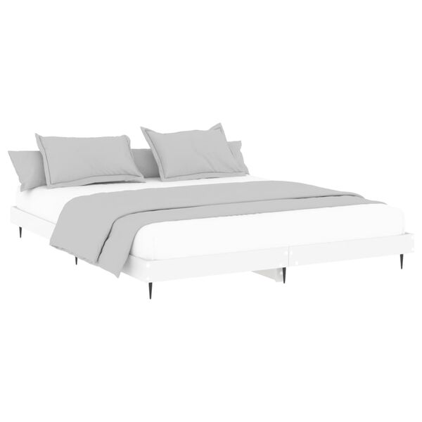 vidaXL Cadre de lit sans matelas blanc 200x200 cm bois d'ing&eacute;nierie