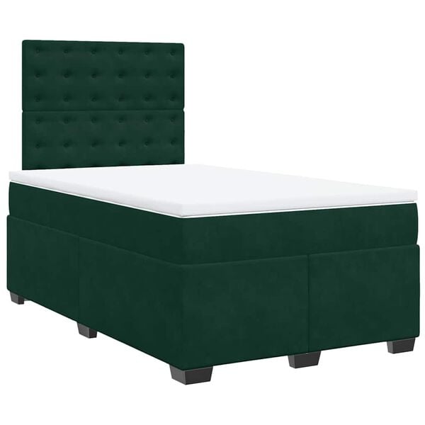 vidaXL Sommier &agrave; lattes de lit et matelas Vert fonc&eacute; 120x200cm Velours