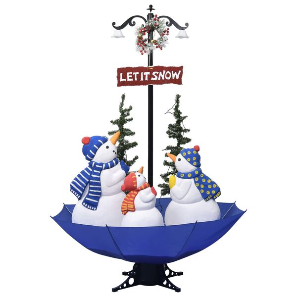 vidaXL Arbre de Noël neigeux avec base de parapluie Bleu 170 cm PVC