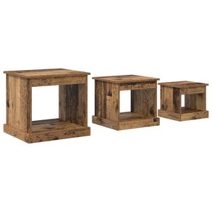 vidaXL Table basse 3 pc Bois Ancien 48 x 45 x 45 cm Bois d'ing&eacute;nierie