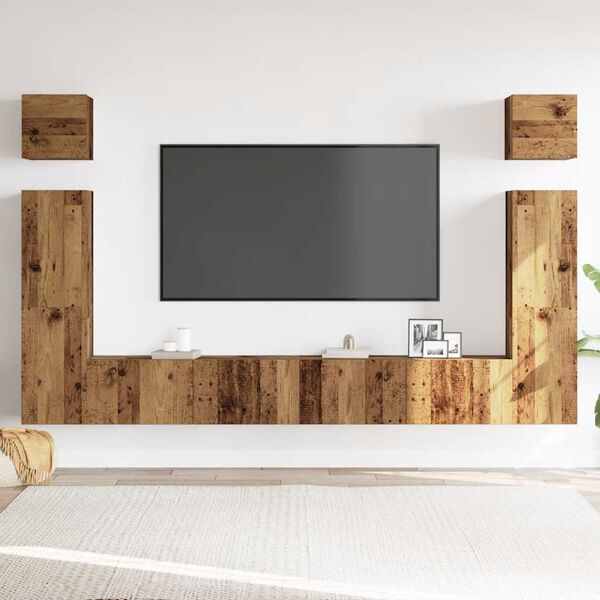 vidaXL Ensemble de meuble TV mural 6 pcs vieux bois bois d'ing&eacute;nierie