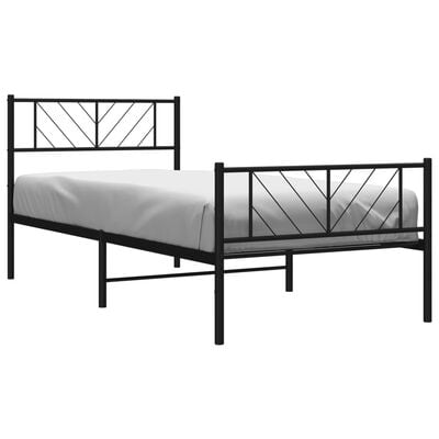 vidaXL Cadre de lit métal sans matelas et pied de lit noir 100x200 cm