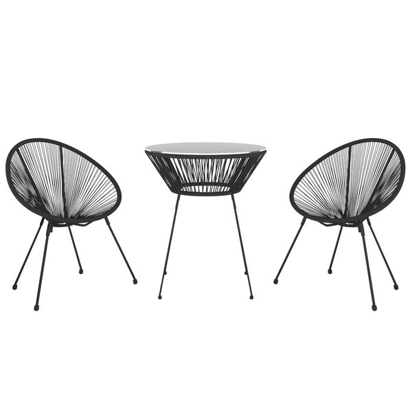 vidaXL Ensemble à manger de jardin 3 pcs Noir