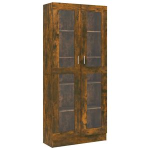 vidaXL Armoire &agrave; vitrine Ch&ecirc;ne fum&eacute; 82,5x30,5x185 cm Bois ing&eacute;nierie