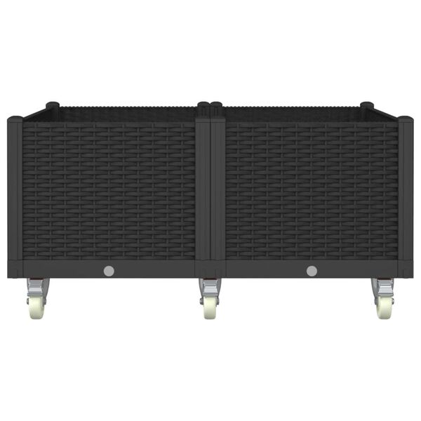 vidaXL Jardini&egrave;re &agrave; roulettes noir 100x80x54 cm PP