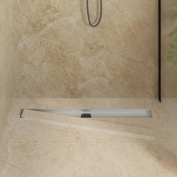 vidaXL &Eacute;vacuation de douche 2-en-1 avec siphon &agrave; 360&deg; Argent&eacute; 90 cm