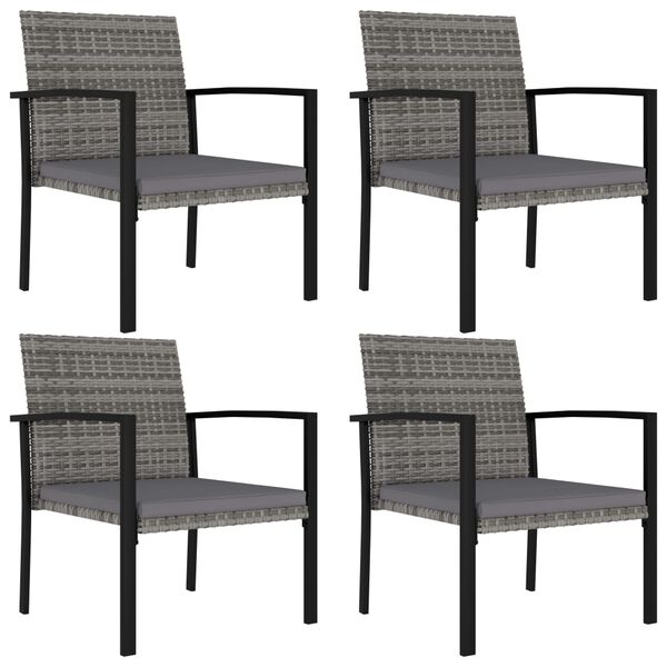 vidaXL Chaises à manger de jardin lot de 4 Résine tressée Gris