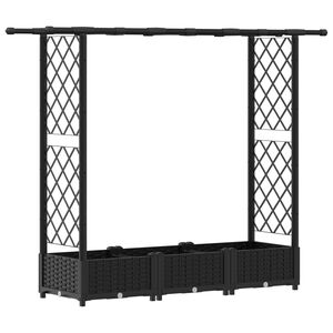 vidaXL Lit &Eacute;lev&eacute; avec Treillis et Toit Noir 164 x 40 x 121 cm PP